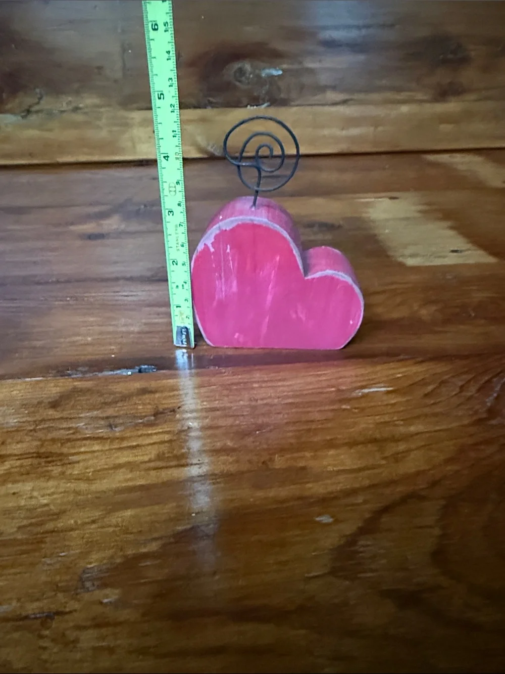 Handmade Painted Red Wooden Heart Photo or Note or Card Holder